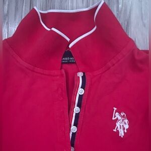 Red cotton polo shirt with white trim #poloshirt